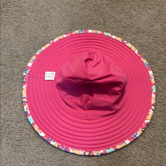 Ruffle Butts Pink and Red Floral Sun Hat - Picture 2 of 3